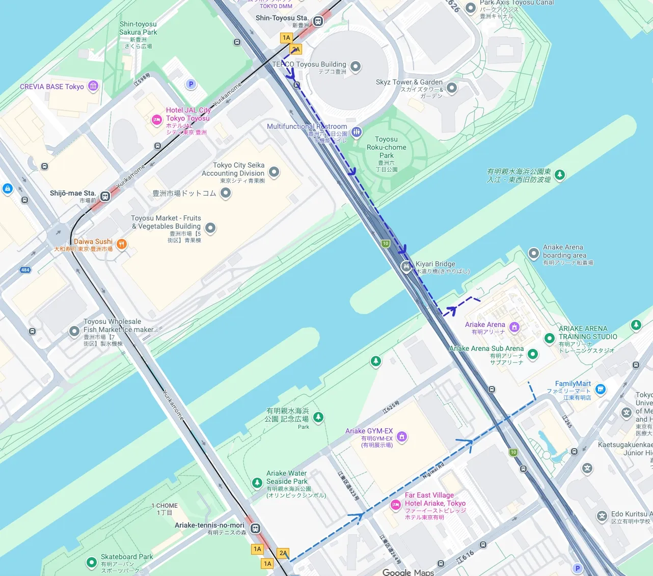 Yurikamome Line Walking Routes